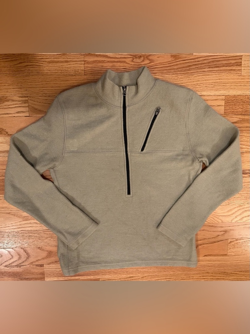 IBEX Merino Wool Quarter Zip Pullover Small Oatmeal Outdoor Sweater **Flawed**